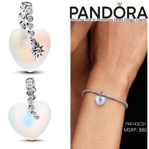Pandora Silver and White Heart Dangle Charm Bracelet